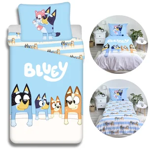 Bluey Komplet pościeli na zamek, dla dzieci, pościel bawełniana 140x200 cm, Oeko-Tex - Pościel dla dzieci - miniaturka - grafika 1