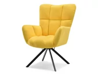 Fotele - Żółty Fotel Pikowany Obrotowy Kira Na Czarnych Nogach Metalowych - miniaturka - grafika 1