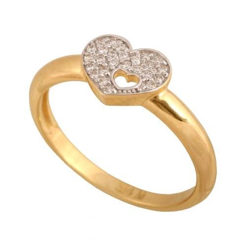 Złoty Pierścionek z Cyrkoniami 585 Serce2.05 g, R 10 Rodium