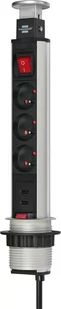 Brennenstuhl Listwa zasilająca Przedłużacz biurkowy Tower-Power 3 gniazda + 2 x USB z wyłącznikiem 2m 1396201013) 1396201013 - Listwy zasilające - miniaturka - grafika 2