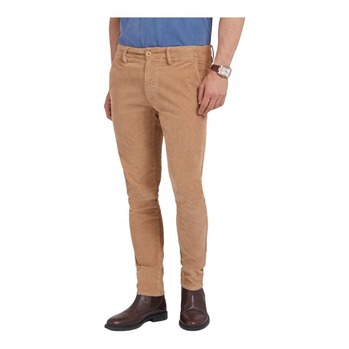 GUESS CASUAL MĘSKIE SPODNIE SZTRUKSOWE W KOLORZE BRĄZOWYM 40/32 GGA
