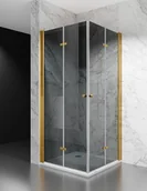Kabiny prysznicowe - Swiss Liniger Kabina prysznicowa składana 75x75 cm szkło 6mm grafitowe profile złoty mat - miniaturka - grafika 1