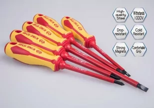 ZESTAW WKRĘTAKÓW IZOLOWANYCH 5 cz. POZIDRIV PZ No.1 x 100, No.2 x 100, PŁASKIE 4 x 100, 5,5 x 125, 6,5 x 150 King Tony - Śrubokręty - miniaturka - grafika 2