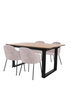 Zestaw: Stół rozkładany Grand + 4 krzesła do jadalni Aura Black Boucle - Stoły - miniaturka - grafika 1