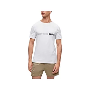BOSS Męski T-shirt RN Slim Fit Slim-Fit z ochroną UV LSF 50+, White100, XXL - Koszulki męskie - miniaturka - grafika 1