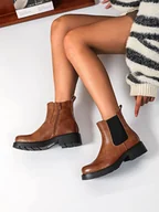 Botki damskie - Sixth Sens Botki w kolorze jasnobrązowym - miniaturka - grafika 1