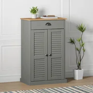 Wieszaki i stojaki - vidaXL Szafka na buty VIGO, szara, 60x35x96 cm, lite drewno sosnowe - miniaturka - grafika 1
