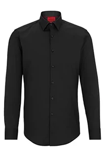 HUGO Kenno Slim-Fit męska koszula z mieszanki bawełny o strukturze popeliny, czarny (Black1), 41 - Koszule męskie - miniaturka - grafika 1