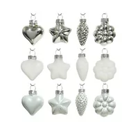 Bombki - Bombki szklane zestaw mix kształtów na choinkę 12sztuk Srebrny - miniaturka - grafika 1