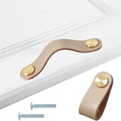 Zawiasy, okucia i inne akcesoria - 4 zabytkowe uchwyty meblowe, skórzane gałki do szafek kuchennych - miniaturka - grafika 1