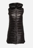 Kamizelki damskie - Czarna Kamizelka Pikowana na Suwak z Kapturem Quenaria - miniaturka - grafika 1