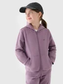 Bluzy dla dziewczynek - 4F Bluza dresowa rozpinana z kapturem dziewczęca - fioletowa 164 (13-14 lat) - miniaturka - grafika 1