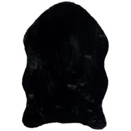 Dywany - Dywan sztuczna skóra Rabbit puszysty 90 x 120 cm czarny - miniaturka - grafika 1