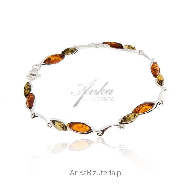 ankabizuteria.pl Bransoletka srebrna z bursztynem