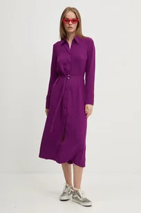 Desigual sukienka WASHINGTON kolor fioletowy midi prosta 24WWVW44 - Sukienki - miniaturka - grafika 1