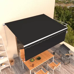 Lumarko Ręcznie zwijana markiza z zasłoną, 4x3 m, antracytowa - Markizy - miniaturka - grafika 1