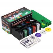 Gry karciane - Zestaw do gry w pokera 200 szt. żetonów karty mata na stół Texas Poker Set - miniaturka - grafika 1