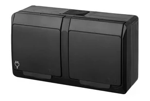 Elektro-Plast nasielsk HERMES IP44 gniazdo natynkowe podwójne z uziemieniem 2x2P+Z czarne 0322-09 0322-09 - Gniazdka elektryczne - miniaturka - grafika 1