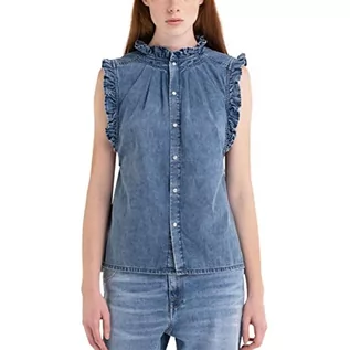 Koszule damskie - Replay Koszula damska W2295, 009 Medium Blue, M, 009 Medium Blue, M - grafika 1