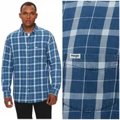 Koszule męskie - Wrangler 1 PKT SHIRT Blue Indigo bawełniana koszula w kratę REGULAR FIT L - miniaturka - grafika 1