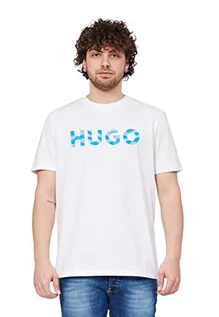 Koszulki męskie - HUGO Męski T-shirt Dulivio_U232, White100, XXL, White100, XXL - grafika 1