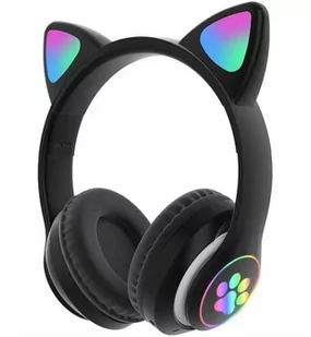 Bezprzewodowe SŁUCHAWKI Nauszne dla Dzieci LED RGB Bluetooth czarne ZS7F - Słuchawki - miniaturka - grafika 1
