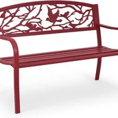 Ławki ogrodowe - Ławka Ogrodowa Żelazna, Meble Ogrodowe, Stalowa Rama, Ławka do Odpoczynku z Oparciami, Metalowa (Czerwona) - miniaturka - grafika 1