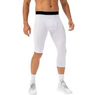 Legginsy - EULLA męskie sportowe legginsy elastyczne spodnie pojedyncze nogi mężczyźni do koszykówki bieganie sportowe, Biały, XL - miniaturka - grafika 1