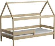 Łóżka dla dzieci i młodzieży - Elior Drewniane łóżko z barierką, stelażem i materacem, wanilia - Petit 3X 190x90 cm - miniaturka - grafika 1