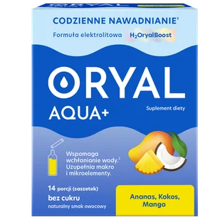 Oryal Aqua+ Ananas, Kokos, Mango, bez cukru, 14 saszetek - Układ pokarmowy - miniaturka - grafika 1