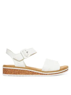 Rieker Sandały V3691-80 Biały - Sandały damskie - miniaturka - grafika 1