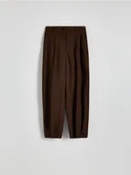 Spodnie damskie - Reserved - Spodnie z lyocellem i lnem - brązowy - miniaturka - grafika 1