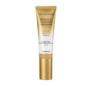 Max Factor Max Factor - MIRACLE SECOND SKIN - HYBRID FOUNDATION - Podkład nawilżający z filtrem SPF20 - 30 ml - 05 - MEDIUM MAXFSP031 - Podkłady do twarzy - miniaturka - grafika 1