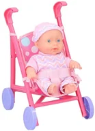 Wózki dla lalek - TOY DOLL BABY WITH STROLLER 20CM - miniaturka - grafika 1