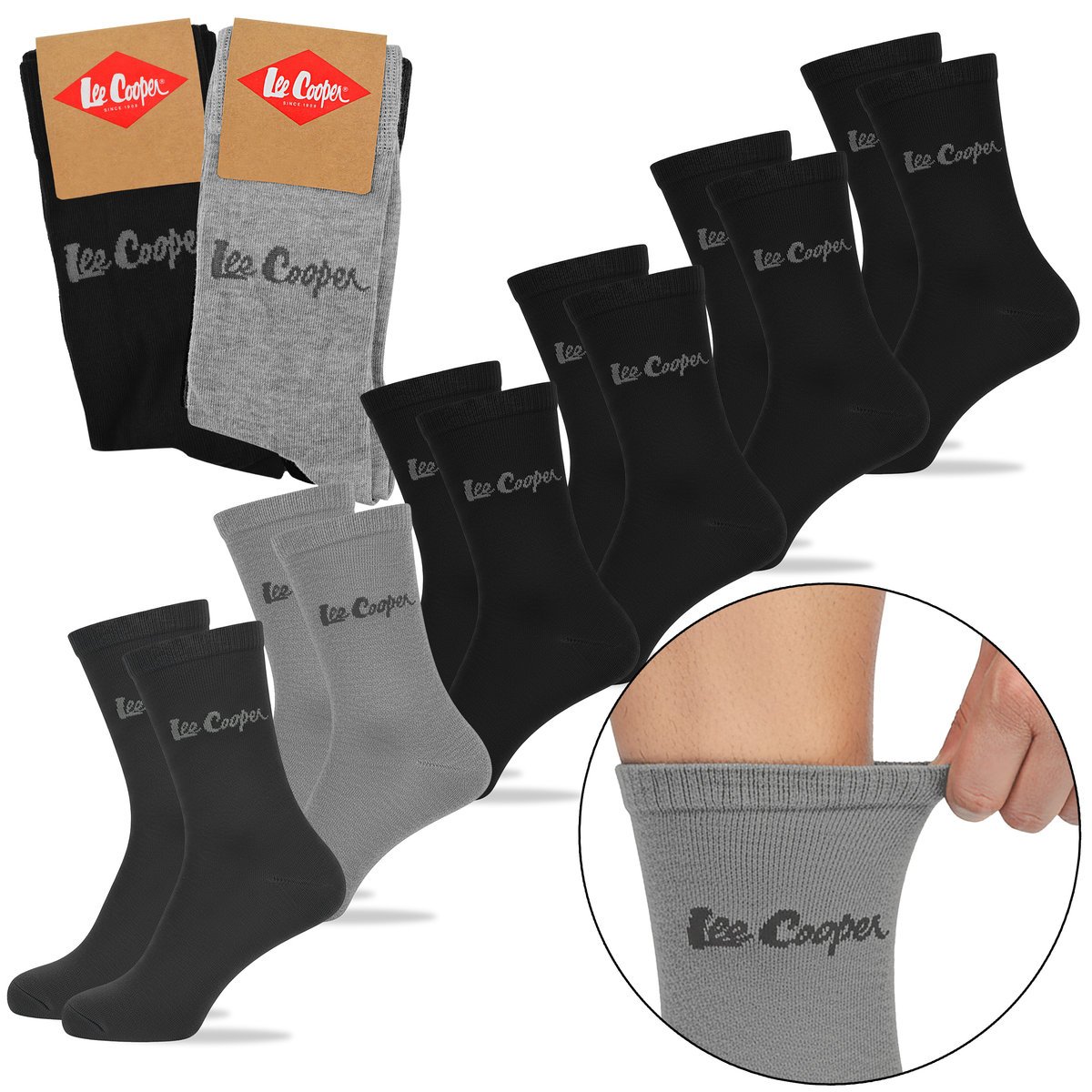 Lee Cooper Skarpety Męskie 6 par Długie Bawełna Logo Rozmiar 39-42