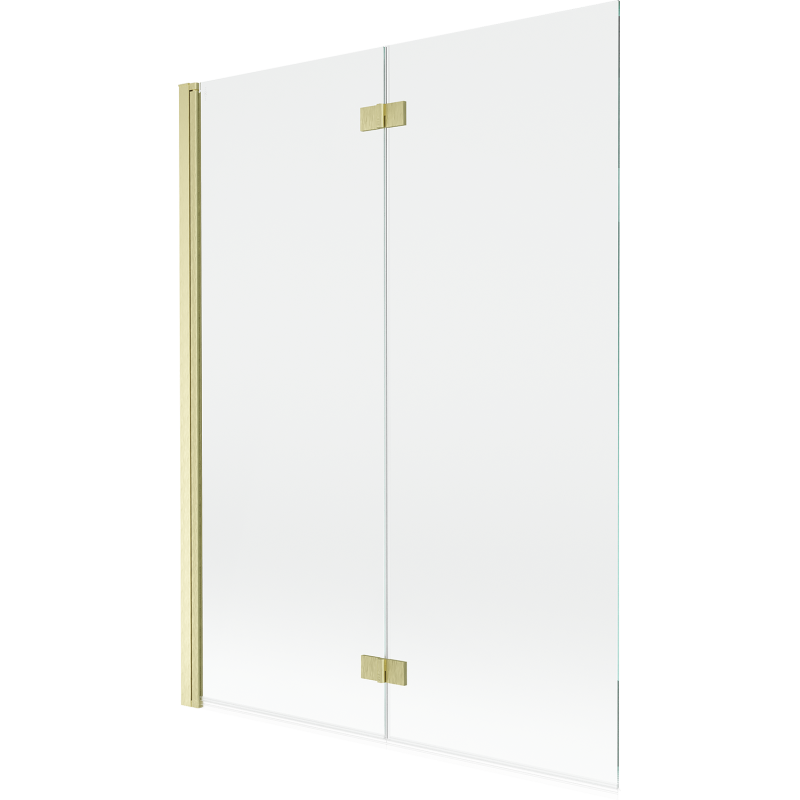Mexen Mist parawan nawannowy 2-skrzydłowy lewy 130 x 150 cm, transparent, złoty szczotkowany - 8A9-130-002-55-00-L