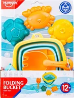 Zabawki do piasku - Składane Silikonowe Wiaderko + Akcesoria, Foremki Zestaw Do Zabawy W Piasku - miniaturka - grafika 1