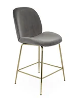 Taborety i hokery - Hoker Dori Gold, szary, do kuchni, barowy, glamour, tapicerowany, z oparciem - miniaturka - grafika 1