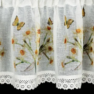 Firana 30 x 150 Dekoracyjna Gotowa Flora Biały+Żół - Firany - miniaturka - grafika 6