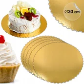 Dodatki do ciast w proszku - 5x PODKŁAD POD TORT 30cm ZŁOTY GRUBY OKRĄGŁY PODKŁAD POD TORT 30x30 - miniaturka - grafika 1