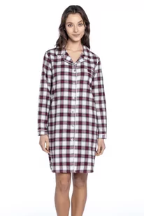 Flanelowa koszula damska VERONICA Bordowy L - Bielizna nocna - miniaturka - grafika 1