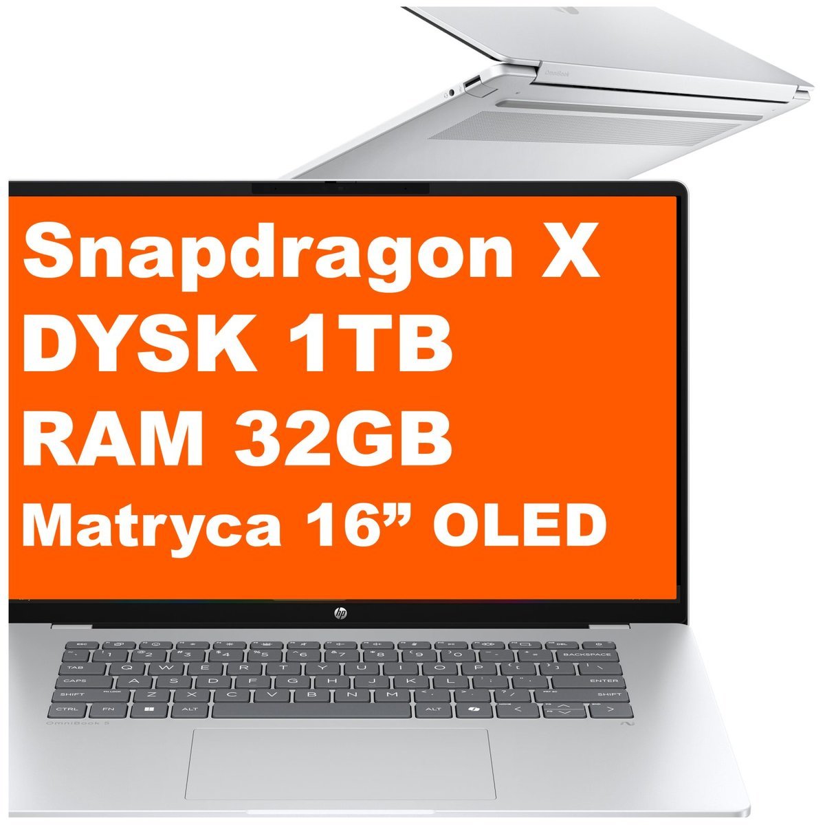 HP OmniBook 5 16-bf0622nd / C85MGEA / Snapdragon X Plus / 32GB / 1TB / Qualcomm Adreno / 2k / Win 11 / Srebrny
