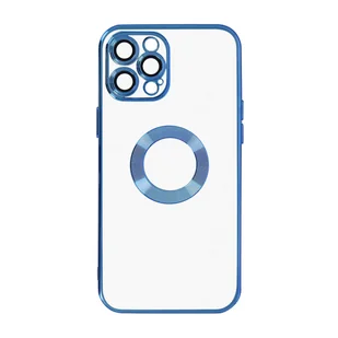 IPhone 12 Pro Max Silikonowe etui Ochrona aparatu Niebieskie chromowane kontury - Etui i futerały do telefonów - miniaturka - grafika 1