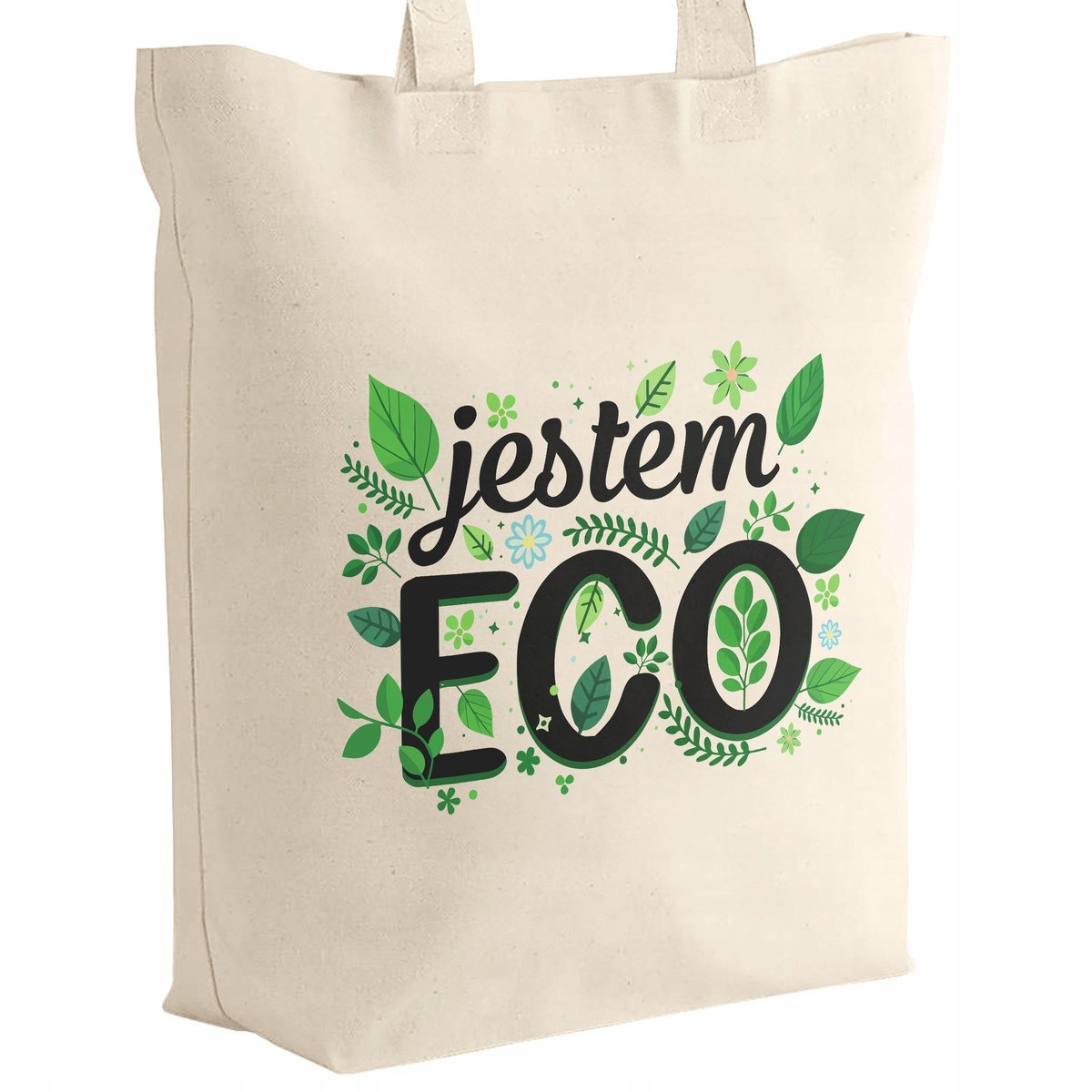 Torba bawełniana z dnem materiałowa na zakupy Ekologia JESTEM EKO Recykling