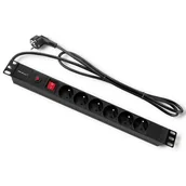 Listwy zasilające - QOLTEC Listwa zasilająca do RACK 19cali | 1U | 6A | PDU | 6xSCHUKO | 2m (53995) - miniaturka - grafika 1