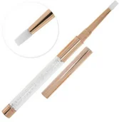 Akcesoria do paznokci - Pędzelek silikonowy do zdobień wcierania pyłków i zdobienia paznokci Golden Rose z cyrkoniami złoty No Name Nr 1 - miniaturka - grafika 1