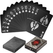 Zestawy do pokera - Karty Do Gry 100% Plastik - Czarne / Srebrne Poker - miniaturka - grafika 1