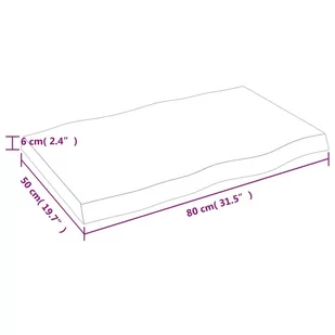 Blat biurka, 80x50x6 cm, surowe drewno dębowe Lumarko! - Meble modułowe i akcesoria - miniaturka - grafika 3