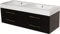 Szafki łazienkowe - Szafka łazienkowa wisząca czarny mat z umywalką dwie komory 140 cm Nela Belli Gold Gante - miniaturka - grafika 1
