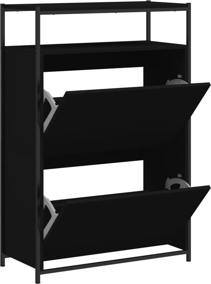 vidaXL Szafka na buty czarna 75x34x112 cm materiał drewnopochodny